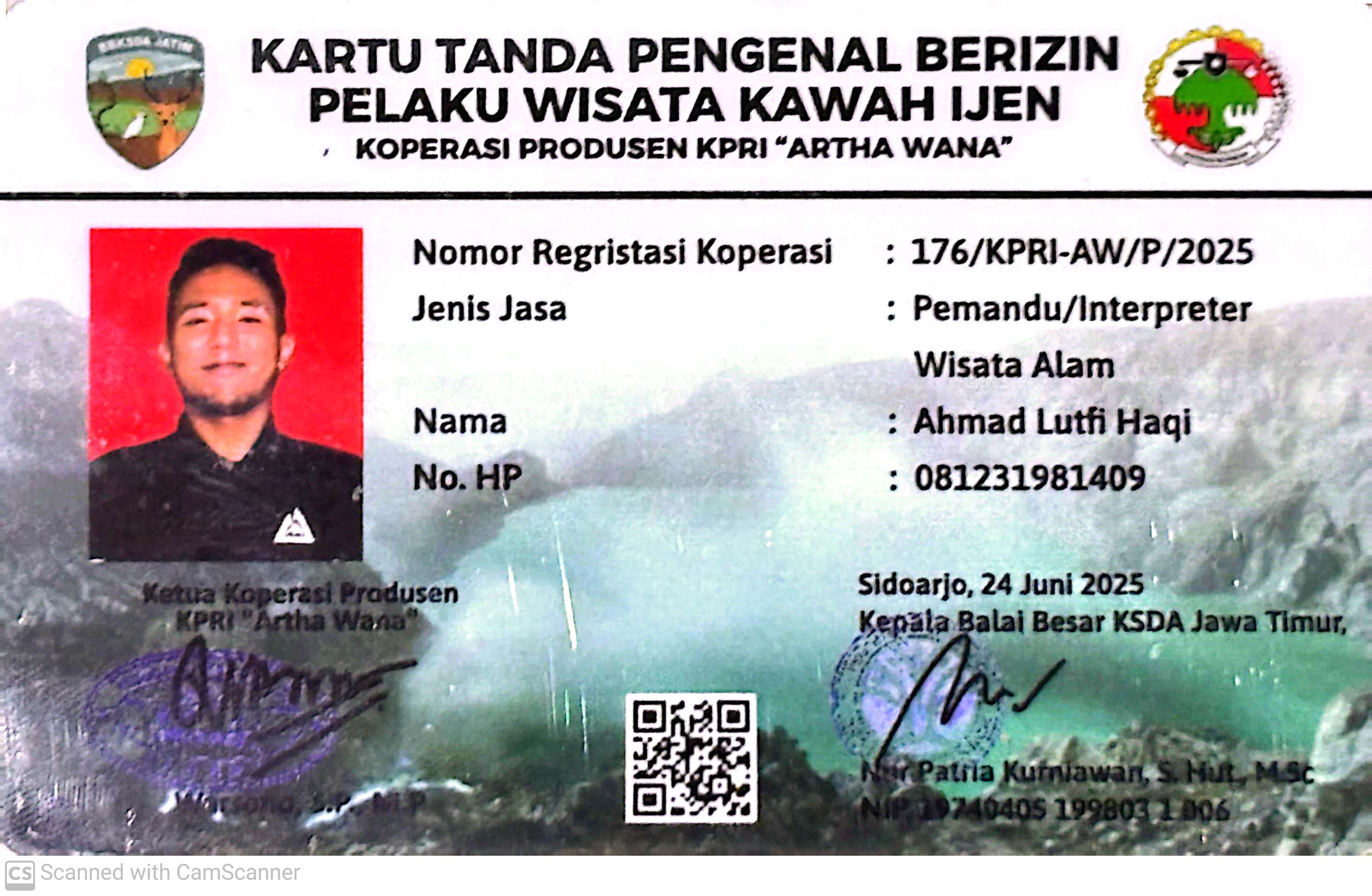 Official Ijen climbing license for Kiki.